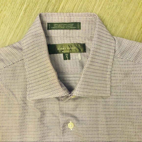 Harry Rosen Dress Shirt Lavender 16R - Picture 2 of 5